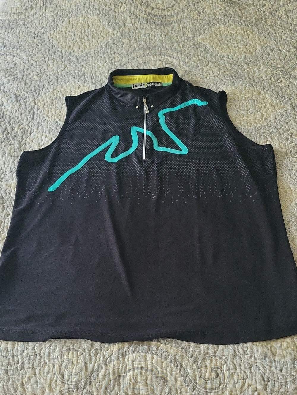 jamie sadock Black Sleeveless Top with Teal Graphic